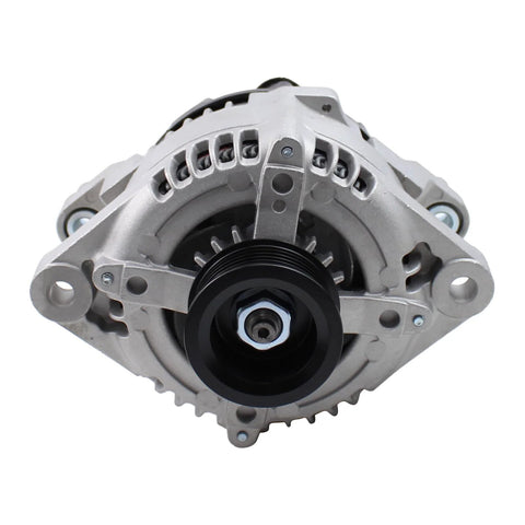 Front view of 150AMP Beefed Up Alternator For Hyundai Sonata Santa Fe Sport Optima Kia Sorento Sportage 2.0L 2.4L Engines 2015-2021 Direct Fit Replacement Meets OEM Specs.