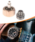7Mm Watch Crown Replacement Kit With Long Stem Lightweight Portable Repair Tool and watch in use
