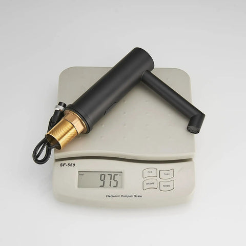 Matte Black No Touch Bathroom Faucet Sensor Powered By Batteries Single Hole Deck Mount For Commercial Sinks No Contact Tap With Pop Up Drain Cover Plate Control Box And Temperature Mixer