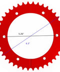 Front view of Split Sprocket 42 Tooth Sprocket For 420 Pitch Chain With No Axle Removal Design Fits Predator 212cc go-karts and mini bikes.