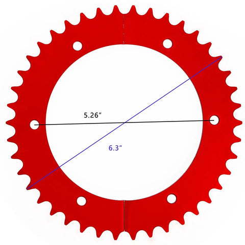 Front view of Split Sprocket 42 Tooth Sprocket For 420 Pitch Chain With No Axle Removal Design Fits Predator 212cc go-karts and mini bikes.