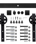 Black Steel Sliding Barn Door Hardware Kit With Pro Grade Big Rollers And Long 6 Ft Track For Closet Doors components