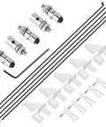 20Pcs RC Airplane Pushrod Kit With Nylon Control Horns 20x11mm, Clevis 1.2x21mm, Pushrod Connectors 1.3mm, Plus Steel Z Style Pushrods 1.2x180mm For Aileron Elevator Rudder Linkage, parts layout