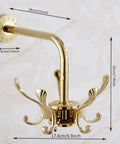 Straight Up Solid Wall Mounted Coat Rack With Five Rotating Metal Hooks Gold finish, 28cm height, for coats and hats.