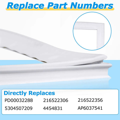 5304507201 Freezer Door Gasket Replacement Seal For Refrigerator showing corner detail and compatible part numbers