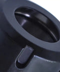Durable Hex Collet Block Chuck Holder For Precision Machining, close-up showing black coated metal surface and design details.