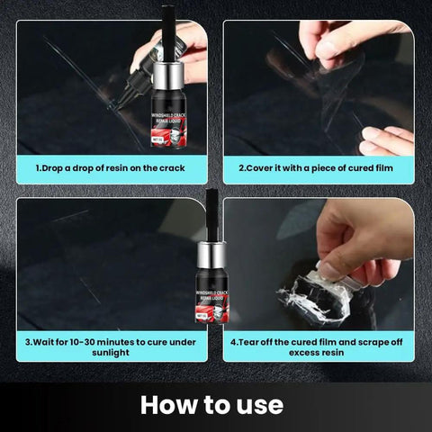 Windshield Chip Repair Kit With Glass Repair Liquid For Cracks And Chips Quick Fix All In One Windshield Repair Solution How to Use Guide