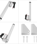 Built Tough Straight Up Heavy Duty DC12V Linear Actuator And Electric Push Rod Motor With 250Mm Stroke showing components and mounting brackets.