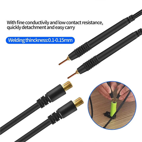 Portable Handheld Spot Welder For Nickel Strip And Small DIY Projects Pro Grade Mini Welding Machine showing welding probes