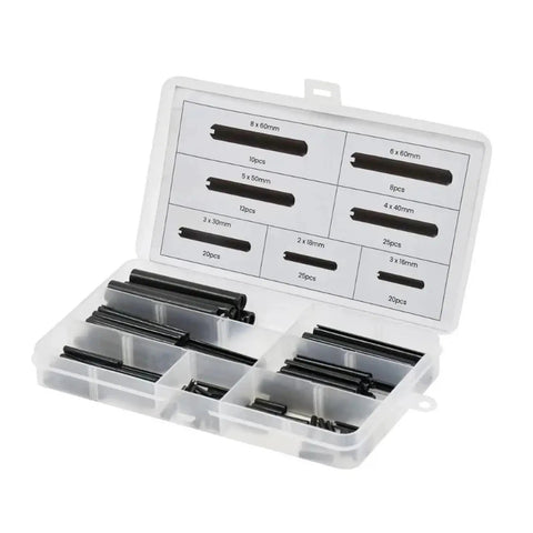 120 Piece Roll Pin Set Kit For Quick No Fuss Fastening Elastic Cylindrical Cotter Pins in plastic case