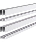 Complete Aluminum Sliding Door Track Kit With Two Upper Tracks And Two Lower Tracks For One Quarter Inch Thick Cabinet Glass Closet Doors And Sliding Windows, 48 Inch Length, Silver Finish, Can Be Cut To Any Length For A Precise Fit