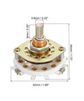 One Pole Nine Position Rotary Switch Band Selector With One Deck For TV Radio Home Machine Replacement Part, dimensions shown