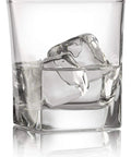 Single whiskey glass with ice showcasing Whiskey Glass Set With Granite Chilling Stones Set Of 4 10 Oz Old Fashioned Rocks Glasses