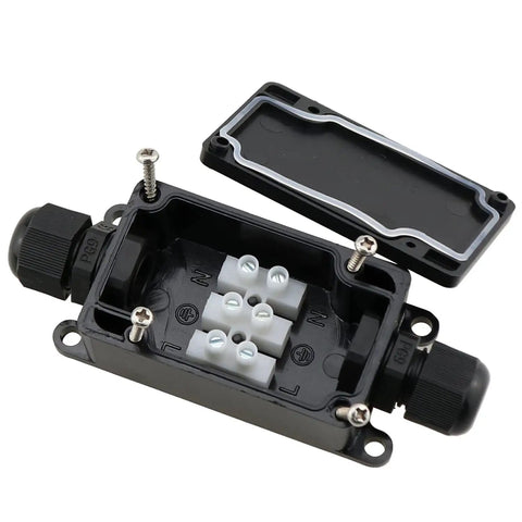 IP65 Waterproof Outdoor Junction Box 2 Pack Exterior 2 Way Electrical Enclosure For Underground Cables And Power Wires Rugged Weatherproof