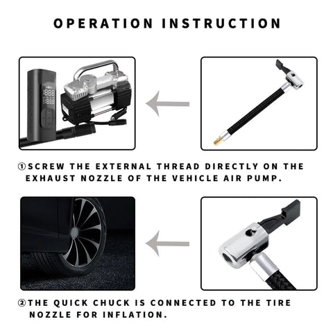 Universal Air Pump Hose Adapter Extension Tube For Car And Motorbike Tire Inflator Durable Flexible Locking Valve Connector Tool Kit, 20cm