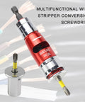 Heavy Duty Wire Strippers Tool For Drill Electric Speed Twisting Device Fast Aluminum Insulation Remover Professional Grade Cordless Power Handheld Gritty Handsaving Workhorse close-up view of multifunctional wire stripper with screwdriver conversion.