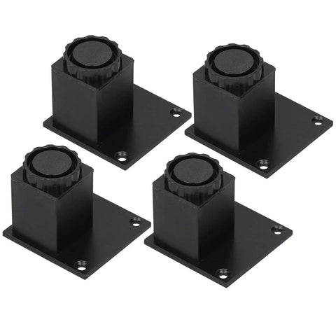 Adjustable Furniture Leg Set For Sofa Cabinet TV Stand And More Aluminum Alloy Square Base 60mm Raises Up To 15mm Black Finish