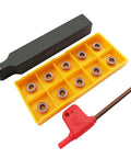 11 Piece RPMT08T2MOE R4 Indexable Carbide Milling Inserts With Five Eighth Inch Shank Holder SRDPN1616H08 Lathe Milling Tool Kit Includes T15 Wrench