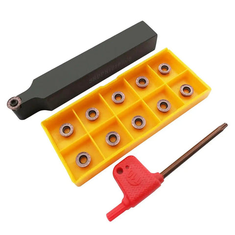 11 Piece RPMT08T2MOE R4 Indexable Carbide Milling Inserts With Five Eighth Inch Shank Holder SRDPN1616H08 Lathe Milling Tool Kit Includes T15 Wrench