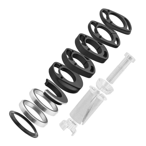 Complete Mountain Bike Headset Kit With CNC Machined Spacers, Top And Bottom Covers, Bearings, Fork Expander Plug, Internal Routing