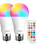 Smart RGB LED Light Bulb 85W Equivalent With Dimmable Mood Lighting 9 RGB Colors 6 Vibe Modes Memory Sync And Remote Control Included A19 E26 Base Pack Of 2