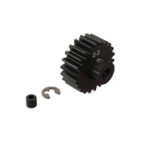 Beefed-Up 22T HD Mod1 Safe-D Pinion Gear For RC Cars, Durable Steel Construction With Precision Wide-Tooth Profile, Model ARA310969 Compatible