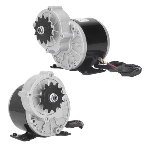 36V 500W Brushed DC Gear Motor With 600 RPM 13T Reduction DIY Friendly Beefy High Torque Electric Motor For E-Bikes Scooters Motorcycles Agricultural Machinery And Other Custom EV Builds in silver and black aluminum alloy housing with gear detail.
