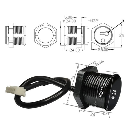 IP65 Lidar Distance Sensor With 4m Adjustable Range, 1000Hz UART, Dustproof Protection, diagram showing dimensions and connector.