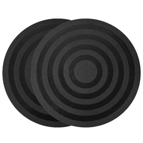 8 Inch Heavy Duty Rotating Swivel Stand With 360 Degree Rotation And Steel Ball Bearings For Plants Monitors Crafts Model Bases And TVs Built To Last And Holds Up To 88 Lbs, two black ABS stands with concentric circles