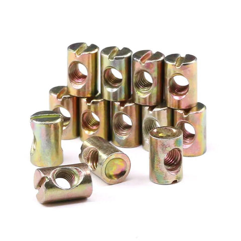 Beefy 20 Piece M6 Pozidriv Slotted Barrel Nuts Cross Dowels For Furniture Beds Cribs And Chairs Zinc Plated 15mm Long Outer Diameter