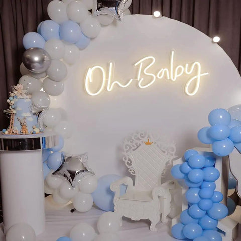 Oh Baby Neon Sign 38x15 Inches Light Up Backdrop Dimmable For Gender Reveal Wedding Birthday Party Photo Booth Wall Decor