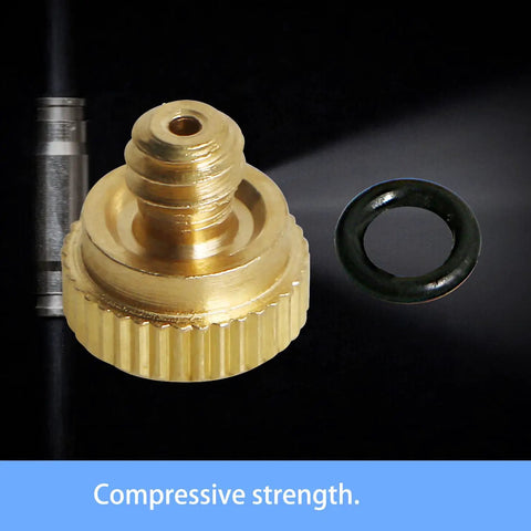 Close-up of Brass Misting Nozzles 0.15mm Orifice G 3/16 Inch Thread Atomizing Sprayer for Outdoor Cooling, focus on thread detail