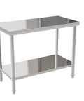 Stainless Steel Workbench With Dual Tier Storage Rack, 31.5 By 20 Inches, Heavy Duty Prep Table for various indoor applications.