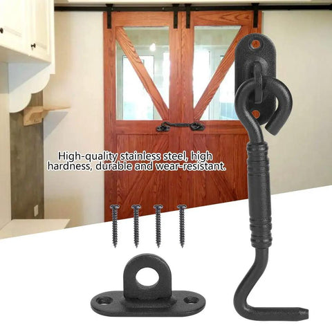 Stainless Steel Barn Door Lock And Sliding Latch Heavy Duty Gate Lock Hardware For Indoor Outdoor Use Ideal For Barn Doors Cabinets Sheds Gates And Window Hook Locks With Weather Resistant Rust Proof Finish And Easy Installation on wooden barn door