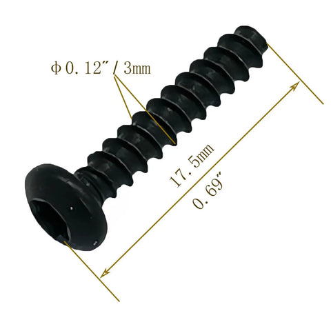 Close-up of a screw with measurements from the 10 Pack Replacement Screws Kit For Dewalt Makita Bosch Hitachi Worx And More Heavy Duty Quality Compatible With DCD780 DCF809 DCF880 DCF885 DCF886 DCF887 DCD791 DCD796 DW995 DW996 And Bostitch DW926K2B2 Tools
