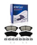 10 Piece Drilled And Slotted Brake Kit With Ceramic Pads for Toyota, Sienna, Lexus; ceramic pads shown with box.