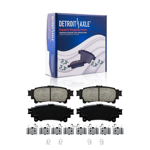 10 Piece Drilled And Slotted Brake Kit With Ceramic Pads for Toyota, Sienna, Lexus; ceramic pads shown with box.