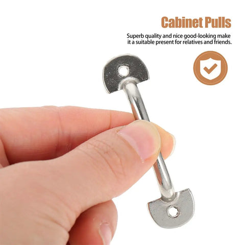 Hand holding Vintage Mini Cabinet Pulls 20 Piece Set Silver Antique Small Drawer Handles For Kitchen Cabinets And Furniture Hardware Replacement 47x16mm Easy Install.