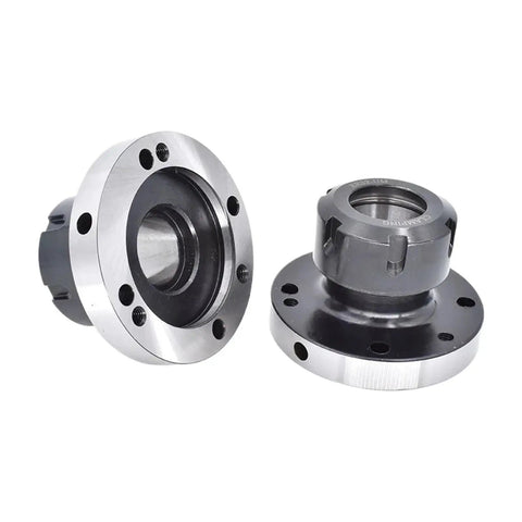 Super Durable Mini Flange Er50 Collet Chuck For Lathe with 7 hole design, 130mm size, carbon steel build for secure grip.