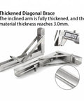 12 Inch Folding Shelf Brackets For Durable Stainless Steel Collapsible Shelves, thickness detail shown