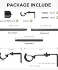 Package contents of Heavy Duty Adjustable Curtain Rods For Windows 32 To 120 Inches Black 1 Inch Diameter Built To Last Sturdy Rods