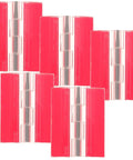 Self Adhesive Clear Acrylic Flush Hinges Set Of 5 For Cabinets Drawers And Doors Heavy Duty Easy Install for wood boxes and furniture, red background.