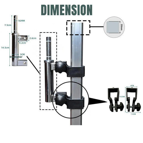 Heavy Duty 30mm Square Tube Flagpole Connector Kit With 2 Clamping Brackets And 1 Pivot Shaft For Outdoor Camping Flagpoles And Canopy Frames Durable Metal Construction For Quick Secure Fit