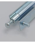 Close-up of Heavy Duty Electric Switchgear Box Control Panel Door Pivot Hinge Hardware for Industrial Automation Equipment.