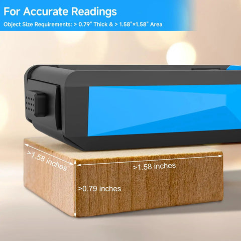 Pinless Wood Moisture Tester for Firewood and Home Projects, Fast Moisture Meter With Easy Readout, Detects Wood Wetness and Leaks, Handy Home Improvement Tool on wood block