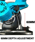No Cord Hassle Cordless Circular Saw 18V Lithium Power Tool with 60mm depth adjustment and rugged steel base.