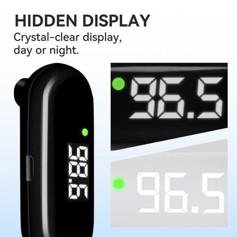 Must Have Infrared Forehead Thermometer for Adults and Kids, Rechargeable Portable Digital Thermometer with Fever Alarm and LCD Backlit Display, Ultra Fast 1 Second Readings, One Button Operation, Safe Accurate Readouts, Black hidden display close-up