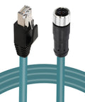 Rugged M12 X-Coded 8-Pin Female To RJ45 Cat7e Ethernet Patch Cable For Industrial Automation Actuator And Sensor Profibus Network Switch Cord IP67 Waterproof Gold-Plated Contacts High-Speed Performance In Harsh Environments.