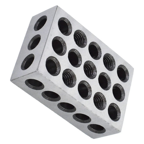 1-2-3 Block Set Built Tough For Milling, 5 Matched Pairs With 23 Holes, Pro Grade 0.0002 Inch Per Inch Precision, 1 X 2 X 3 Inch Hardened Tool Steel Jigs For Milling Machines showing threaded holes