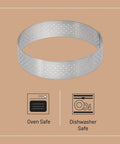 Perforated Round Tart Ring 11.25 Inch Diameter 0.8 Inch Height For Golden Crispy Tart Shells, oven and dishwasher safe, silver